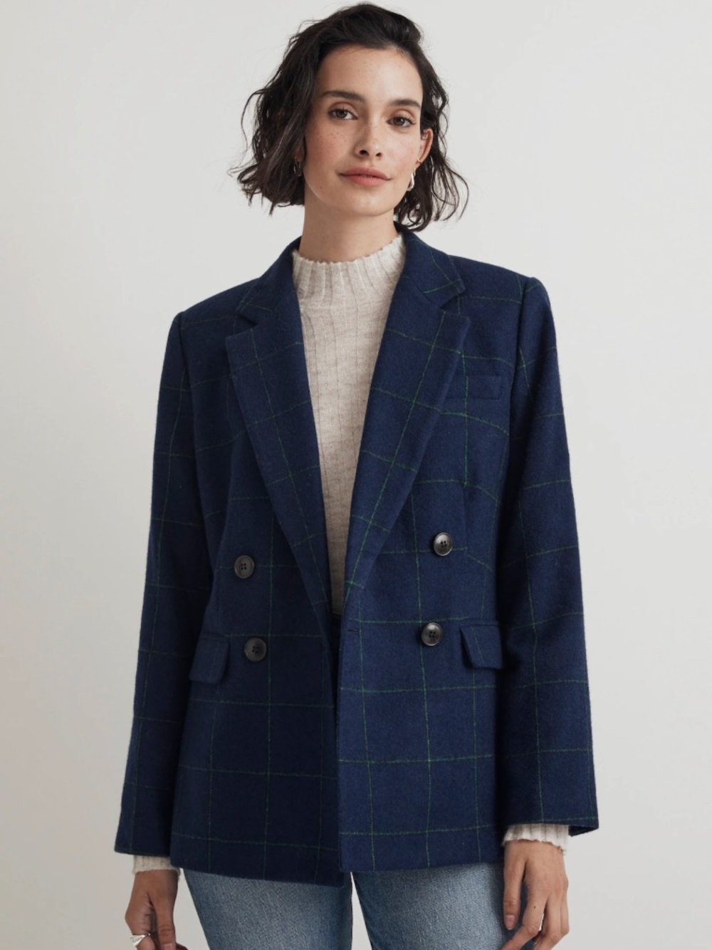 Madewell The Rosedale Blazer in Plaid Fresh Blueberry Size 00